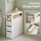 SoBuy BZR54-II-W - Slanke Badkamerkast - 3 Lades - Wit/Natuur - 65 x 23 x 82 cm