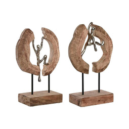 Decoratieve figuren Home ESPRIT Bruin Zilverkleurig Natuurlijk 19 x 9 x 28 cm (2 Stuks)