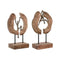 Decoratieve figuren Home ESPRIT Bruin Zilverkleurig Natuurlijk 19 x 9 x 28 cm (2 Stuks)