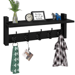 Luft Wand Kapstok - Met Plank - Hoog Draagvermogen 22 kg - Zwart