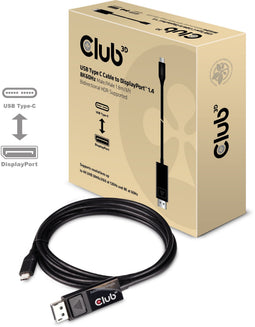 Club 3D CAC-1557 - USB Type C naar DisplayPort 1.4 kabel - 1,8 m - Zwart