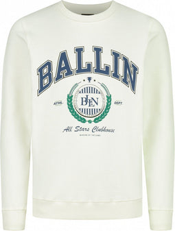 Ballin Amsterdam Junior - Slim fit Crewneck Sweater - College-stijl - Off White - Maat 16