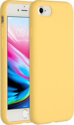 Accezz Liquid Silicone Backcover - Geschikt voor iPhone SE (2022) / SE (2020) / 8 / 7 - Schokabsorberend - Geel