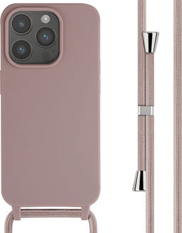 imoshion Hoesje Geschikt voor iPhone 15 Pro Hoesje Met Koord - imoshion Siliconen hoesje met koord - roze