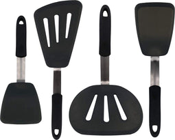 4-delige Siliconen Turner Spatel Set - 315C Hittebestendige Flexibele Rubber Siliconen Spatels - Siliconen Kookgerei Set - Eierdraaiers, Pannenkoekflampen, Keuken Spatels
