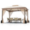 Coast Paviljoen Khaki – 3 x 3,6 m Tuinpaviljoen met Dubbel Dak, Gaaswanden en Zandzakken – 365 x 300