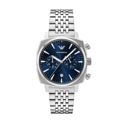 Emporio Armani Heren Horloge - Polshorloge - Quartz-chronograaf - Zilverkleurig (40 mm)
