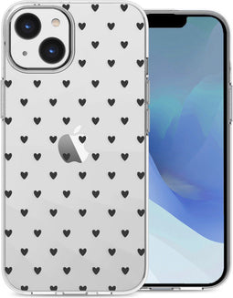 imoshion Hoesje Geschikt voor iPhone 14 Hoesje Siliconen - imoshion Design hoesje - Transparant / Hearts All Over Black