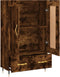 vidaXL - Hoge - kast - 69,5x31x115 - cm - bewerkt - hout - gerookt - eikenkleurig