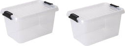 Opbergboxen met deksel 5,5 liter kunststof transparant 30 x 20 x 17 cm set van 2 stuks