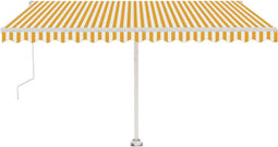 vidaXL - Luifel - automatisch - met - LED - en - windsensor - 400x350 - cm - geel - en - wit