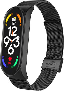 iMoshion Bandje Geschikt voor Xiaomi Mi Band 7 - iMoshion Milanees vouwband met inkliksysteem - Zwart