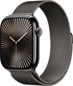 Apple Watch Series 10 - Smartwatch - 46mm GPS + Cellular Titanium Milanese band S/M Grijs