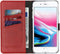 Selencia iPhone 8 Plus / 7 Plus - Echt Lederen Bookcase - Ruimte voor 3 pasjes - Rood