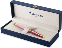 Waterman Hémisphère Balpen | metaal-roze lak met verguld detail | medium penpunt | Blauwe inkt | met Geschenkdoos