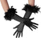 dressforfun - Lange satijnen handschoenen - Afwerking met veren - Zwart