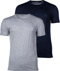 Emporio Armani T-shirt - 2-pack - Korte mouwen - Ronde hals - blauw/grijs (2 stuks)