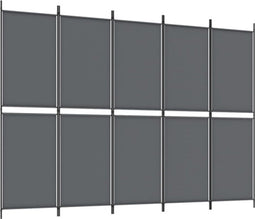vidaXL - Kamerscherm - met - 5 - panelen - 250x180 - cm - antracietkleurig