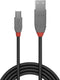 Lindy 36723 - USB-kabel USB 2.0 - 2.00 m - Grijs Zwart