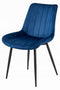 Stoel SOSA - Donkerblauw Velvet, Zwarte Metalen Poten, Modern Design en Uitstekend Zitcomfort voor Woonkamer, Slaapkamer, Eetkamer of Kantoor, Max. 120 kg