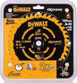 DeWalt DT10303-QZ - Cirkelzaagblad Extreme - Diameter 184 mm - Aantal tanden 40 - Kerf 1,65 mm (1 stuk)