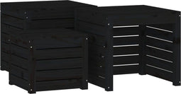 vidaXL - 3-delige - Tuinboxset - massief - grenenhout - zwart