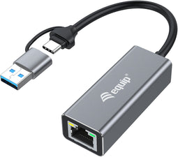 Equip 133495 - USB-C naar 2,5 Gigabit Ethernet Netwerkadapter - USB-C & USB-A compatibel
