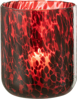 J-Line windlicht Gevlekt - glas - rood/zwart - large