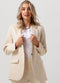 Object Objsigrid L/s Blazer - Klassieke blazer - Omkeerbare hals - Zand - Maat 40