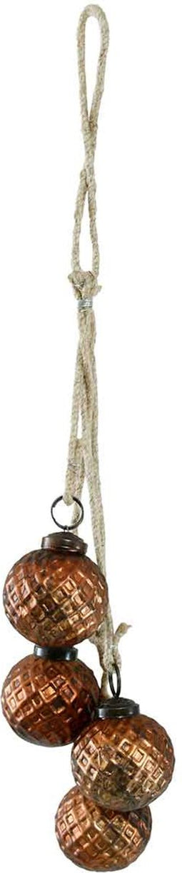 PTMD Tezz Kersthanger Eikels - 5,5 x 5,5 x 5,5 cm - Glas - Wijnrood