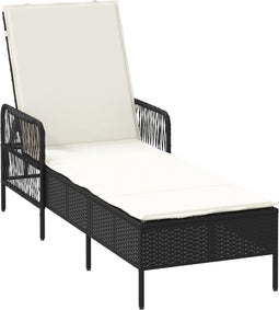 vidaXL - Ligbed - met - Kussen - - - Zwart - Poly - Rattan