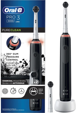 Oral-B Pro 3 - Elektrische tandenborstel - 3 poetsstanden met druksensor - Zwart (2 stuks)