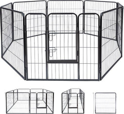 maxxpro Puppyren Opvouwbaar - Hondenren 8 Panelen - 210x80cm Zwart