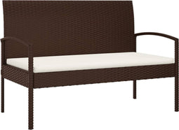 vidaXL - Tuinbank - met - kussen - 105 - cm - poly - rattan - bruin