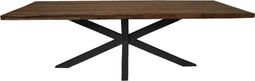 Rechthoekige eettafel tuin - 220x100x76 - Naturel/zwart - Teak/metaal