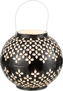 J-Line lantaarn Bol Geperforeerd - ijzer - zwart