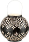 J-Line lantaarn Bol Geperforeerd - ijzer - zwart