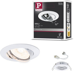 Paulmann Premium Line - Inbouwlamp zwenkbaar rond 83 mm 30° GU5,3 max. 50W 230/12V dimbaar Wit