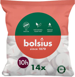 Bolsius witte 10-uurs maxi waxinelichtjes 14 stuks in zak