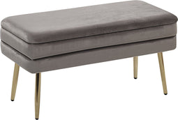 Beliani DURHAM - Hocker - Grijs - Fluweel