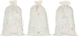 J-Line zak - textiel - wit/zilver - 3 stuks