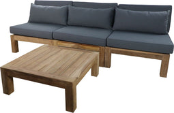 Tuin loungeset Aruba 4-delig (incl. kussens) - Naturel/Donkergrijs - Teak