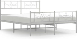 vidaXL - Bedframe - met - hoofd- - en - voeteneinde - metaal - wit - 160x200 - cm
