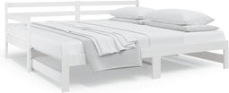 vidaXL - Slaapbank - uitschuifbaar - massief - grenenhout - wit - 2x(90x190) - cm