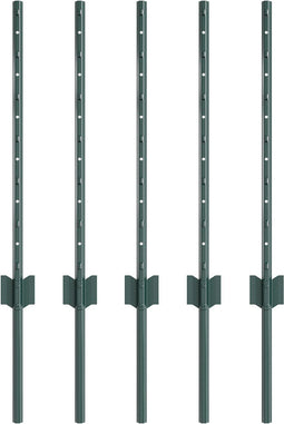 vidaXL - Hekpalen - 5 - stuks - U-Channel - Groen - 60 - cm - Staal