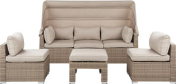 Beliani COCCOLIA - Loungeset voor 5 - Beige - PE rotan