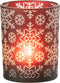 J-Line windlicht Sneeuw - glas - rood - small
