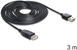 Delock EASY-USB 2.0-A - USB 2.0-A verlengkabel - 3m - Zwart