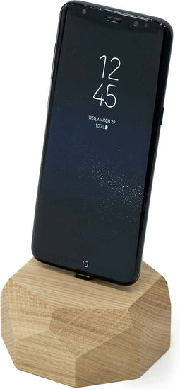 Oakywood Smartphone Dock - Massief Eiken Hout - compatible met USB-C smartphones & iPhone