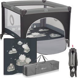 Lionelo Bonnie - Kinderbox - Ruime speelruimte - Zijwanden van gaas - Donkergrijs